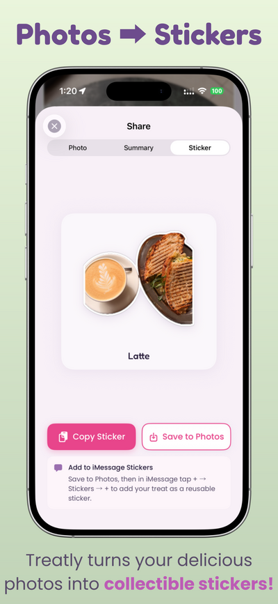 Treat sticker created from a photo with background removed